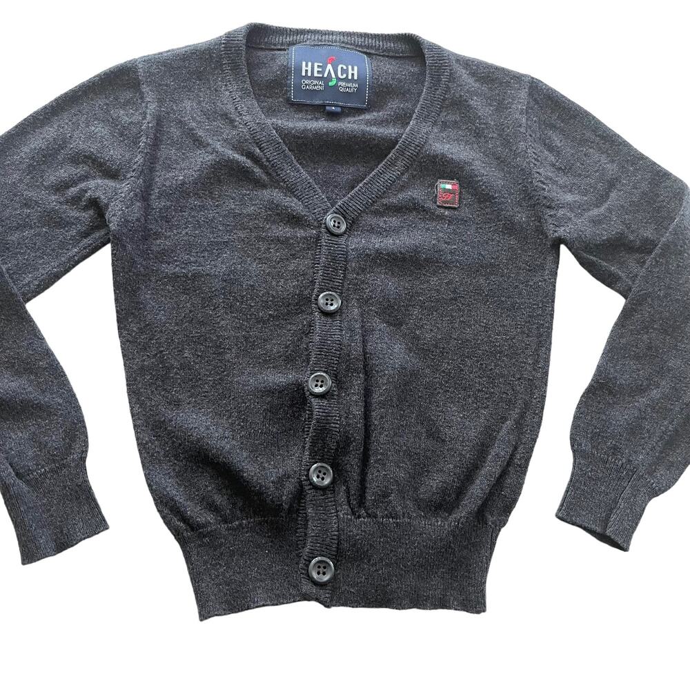 Silvian Heach Boys Dark Gray Cardigan Wool Blend Sweater — Size 4